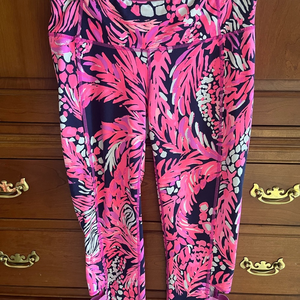 Lilly Pulitzer Pink and Black Patterned Leggings